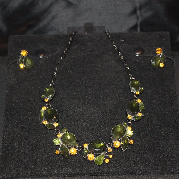 NECKLACE Choker & EARRINGS Set Costume Jewelry Coquette Vintage 1940s style - Picture 1 of 6